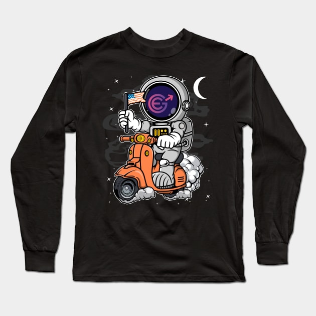 Astronaut Scooter Evergrow EGC Coin To The Moon Crypto Token Cryptocurrency Blockchain Wallet Birthday Gift For Men Women Kids Long Sleeve T-Shirt by Thingking About